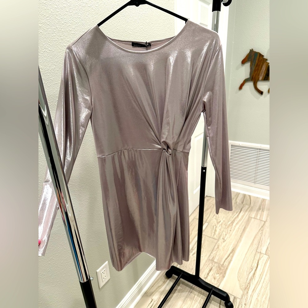 Zara pink metallic dress